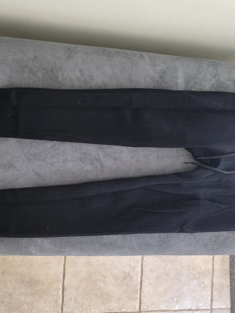 Source Unknown Black Ribbed Wide-Leg Pants